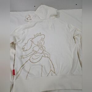 Nintendo Adult Princess Peach Crown Hoodie Mario Size Medium Official Seal